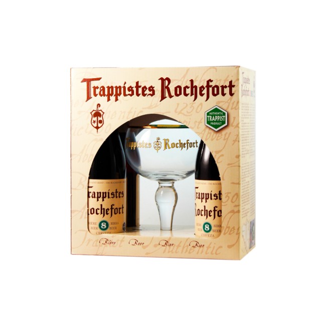 Подарочный пивной набор Trappistes Rochefort gift set (4 bottles & 1 glass) / Трапист Рошфор