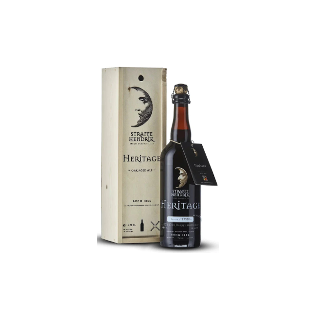 Straffe Hendrik Quadrupel Heritage 2022 wooden box / Подарочный пивной набор Штраффе Хендрик Квадрюпел Херитедж